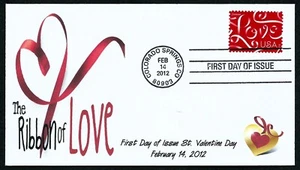 USA, SCOTT # 4626, NBC CACHETS FDC COVER - LOVE RIBBONS, VALENTINE'S DAY, 2012 - Picture 1 of 2