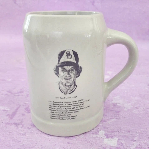 Randy Jones Souvenir Beer Mug 35 San Diego Padres Baseball Stein Viejas Casino Cover