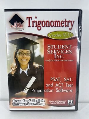 Trigonometry Grades 10-12 PSAT SAT and ACT Test Preparation Software Brand New - Image 1 of 4