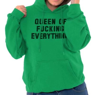 Queen of F***ing Everything Funny Rude Gift Mujer Manga Larga Sudadera con Capucha Sudadera Foto 1 de 4