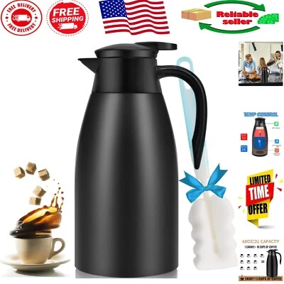 Elegante jarra de café negra aislada al vacío 68 oz - Incluye cepillo de limpieza gratuito Foto 1 de 4
