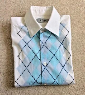 Pringle of Scotland Mens White Argyle Shirt. Size Collar-15”. Chest UK38/40 - Image 1 of 4