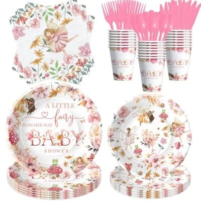 Fairy Baby Shower Decorations Tableware - Fairy Party Decorations Supplies Fo... - Image 1 of 4