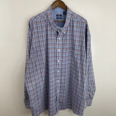IZOD Non Iron Shirt Mens 4XL Multicolor Plaid Long Sleeve Button Down Classic - Image 1 of 4