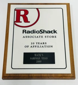 Targa premio servizio 20 anni pubblicitaria Radio Shack vintage negozio associato - Foto 1 di 6