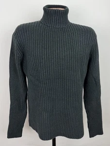 Vintage Y2K Turtleneck Sweater Mens Large Ribbed Cotton Knit Fisherman Minimal - Picture 1 of 12