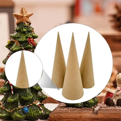 3x Cônes en papier mâché pour décoration de sapin de Noël à faire soi-mêm - Photo 1/4