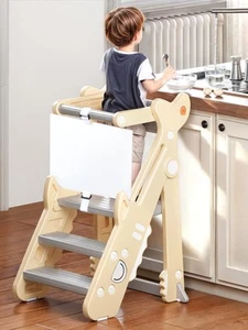 Foldable Toddler Tower, Plastic Kids Kitchen Stool, Adjustable Height Toddler... - Picture 1 of 7