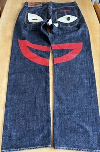 Evisu Jeans Face Paint 35 with Folded Hem, Unique Logo Detail - Picture 1 of 12