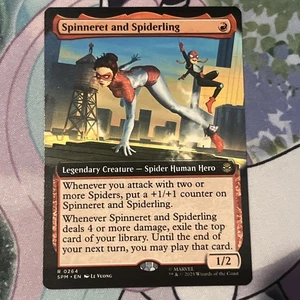 x1 Spinneret and Spiderling - Foil - Extended Art R Magic The Gathering Marvel's Spider-Man M/NM - Imagen 1 de 2