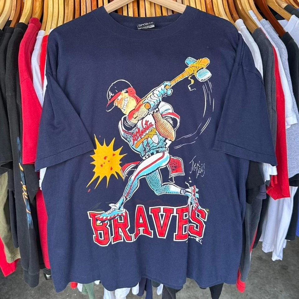 Atlanta Braves Camisa Vintage Color Azul Marino Camisa Manga Corta VK01679 Foto 1 de 1