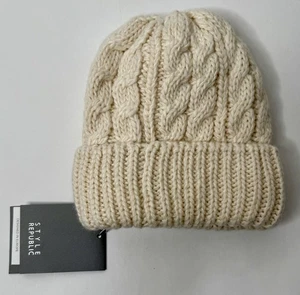 Style Republic Cable Knit Winter Beanie Womens One Size Beige Duo Layer Fleece - Picture 1 of 7