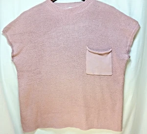 White Birch Women’s Large Knit Top Mauve Pink Short Sleeve Pocket Pullover NWOT - Picture 1 of 12