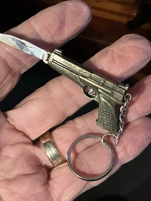Vtg Folding Pocket Knife- 3-1/4” Open  Eagle WM68  Pistol Gun on Keychain MINI - Image 1 of 4