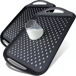Large Nonslip Serving Tray with Handles, Silicone Grippy Dots Food Trays for Eat - Picture 1 of 7