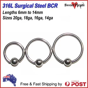 Surgical Steel Captive Ball Ring Piercing Septum Nose Tragus Ear Nipple - Picture 1 of 3