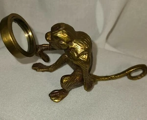 Oddity Solid Brass Monkey Figure Looking In Mirror Miniature Steampunk Fine Art - Picture 1 of 12