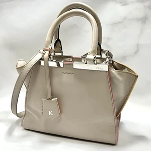 FENDI Mini 3Jours Handbag Shoulder Bag Beige Leather Authentic - Picture 1 of 23