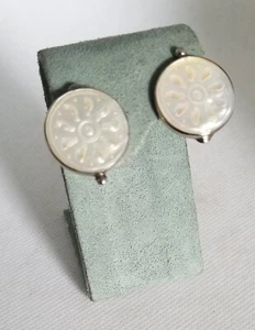 Sterling and MOP Pierced Earrings - Picture 1 of 4