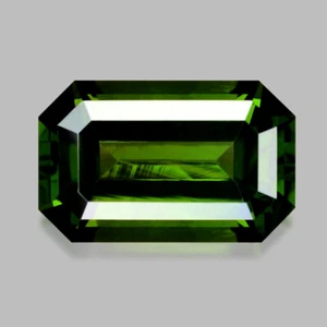4.92cts EXCELLENT EMERALD CUT NATURAL CEYLON DEEP GREEN ZIRCON - Picture 1 of 1
