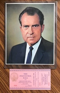BOLETO DE BAILE INAUGURAL RICHARD NIXON 20 DE ENERO 1969 con talones y foto 8x10 9192 - Imagen 1 de 2