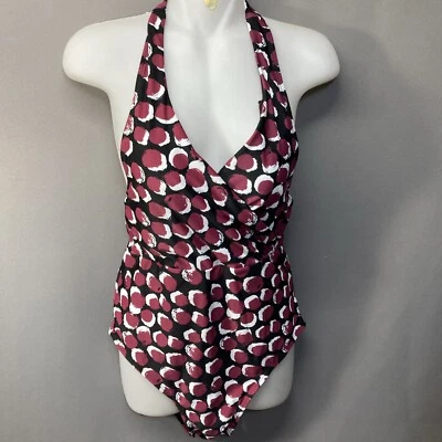 JACLYN SMITH Mujer M Traje de Baño Una Pieza Halter Envoltura con Corbata Lunares Colorido Foto 1 de 4