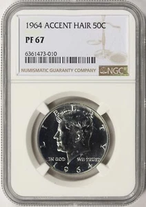 Medio dólar de prueba 50c cabello acentuado 1964 NGC PF67 - Imagen 1 de 4