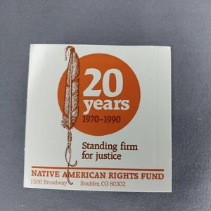 20 Years 1970-1990 Native American Rights Boulder Standing Firm Sticker Decal - Picture 1 of 2