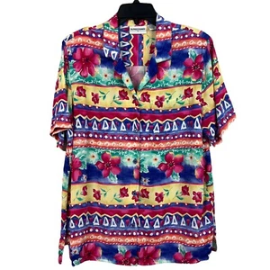 Alfred Dunner Floral Shirt Short Sleeve Button Front Rayon Size 14 - Picture 1 of 7