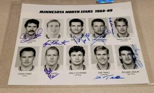 MINNESOTA NORTH STARS 1988-89 SIGNED TEAM ISSUE 8x10 8 AUTOGRAPH MYLLYS TAKKO - Picture 1 of 1