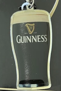 Guinness Extra Stout Irish Beer Stainless Metal Pint Glass Key Chain Ring New - Picture 1 of 2