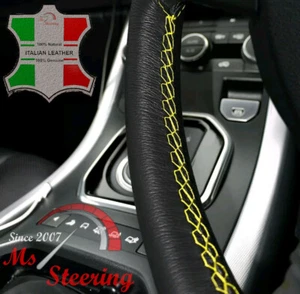 FOR CITROEN BERLINGO 2 08+ ITALIAN LEATHER STEERING WHEEL COVER,  YELLOW STITCH - Picture 1 of 1