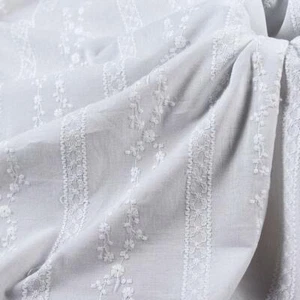 1 Yard Cotton Fabric Vintage Embroidery floral White Cotton Lace Fabric 51" Wide - Picture 1 of 8