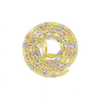 Collar Multicolor Tres Tonos Cadena Eslabones Oro Relleno 24"×3mm Foto 1 de 4