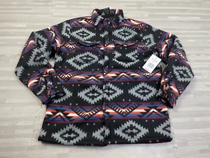 Original Deluxe Supply Geometric Aztec Sherpa Fleece Shacket Men Small Black $45 - Picture 1 of 9