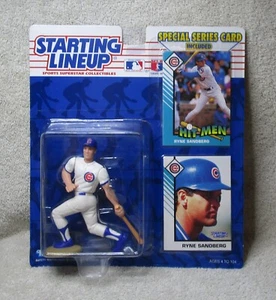 Figura de béisbol y 2 tarjetas Ryne Sandberg 1993 alineación inicial (SLU) - CUBS - Imagen 1 de 4