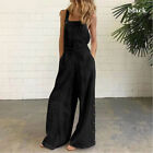 Womens Overalls Dungarees Wide Leg Trousers Baggy Jumpsuit Playsuit Plus Size