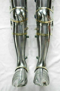 LARP Steel Leg Guard Medieval Leg Armor Adult Costume Full Leg Armor Wearable - Bild 1 von 4