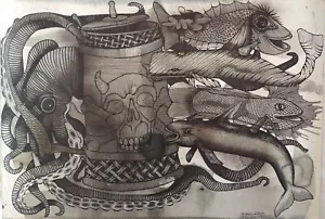 José Lorenzo Moya. Dibujo. BAJO EL AGUA. Gran arte cubano. FIRMADO. 2017 - Imagen 1 de 2