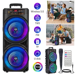BLUETOOTH 5.0 LAUTSPRECHER LED SUBWOOFER BOOMBOX MUSIKBOX PARTY LED MIT MIKROFON - Bild 1 von 23
