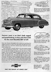 Pubblicità originale Chevy Styleline Deluxe Berlina 1949 "Rugged & Good Looking" - Foto 1 di 1