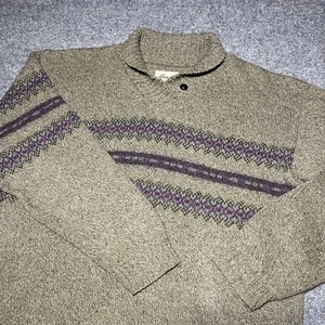 Maglione vintage Eddie Bauer uomo grande collo sciallato pullover misto cotone USA - Foto 1 di 10
