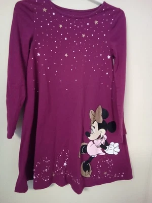 Vestido Disney Jumping Beans Niña Talla 7 Minnie Mouse Manga Larga Púrpura Brillo Foto 1 de 4