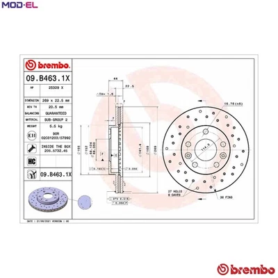 2x BRAKE DISC 09.B463.1X FOR RENAULT DUSTER MEGANE/IV/Grandtour/Hatchback 1.5L - Image 1 of 4