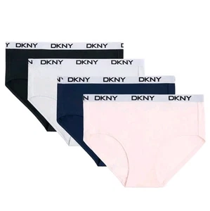 DKNY Womens Medium 4 Pack Microfiber Hipster Underwear - Pink Black Blue White - Picture 1 of 5