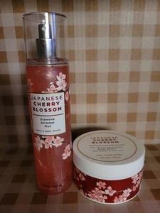 Set 2 X JAPANESE CHERRY BLOSSOM DIAMOND SHIMMER MIST 8 OZ. AND BODY BUTTER NEW! - Picture 1 of 8