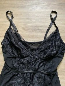 Gothic Sexy Lace Lingerie Slip Size Medium Teddy Fairy Goth Maid Snap Bodysuit - Picture 1 of 5