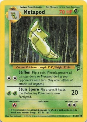 Pokemon - Metapod #081/130 - Base Set 2 Common - Image 1 of 2