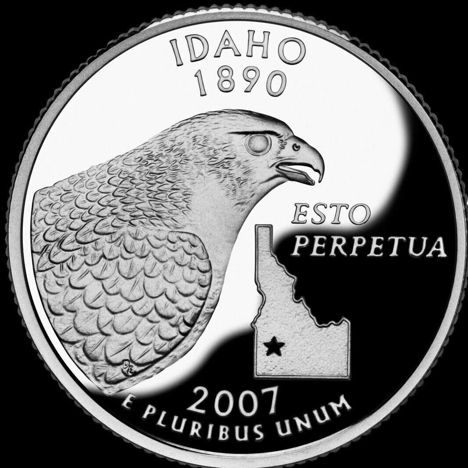 A 2007 S Idaho 90% SILVER Deep Cameo "PROOF" State Quarter US Mint Coin - Image 1 of 3