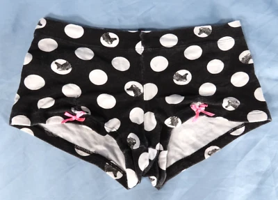 VTG Victoria's Secret Pink EXTRA LOW RISE BOYSHORTS Panties BLACK/WHITE ZEBRA XS - Image 1 of 4